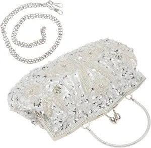 Homoyoyo Elegant Clutch Purses for Women Evening Dinner Party Bags Floral Embroidery
