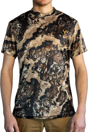 HOT SHOT Mens Camo Hunting Short Sleeve Shirt  Quick Dry Performance Shirt