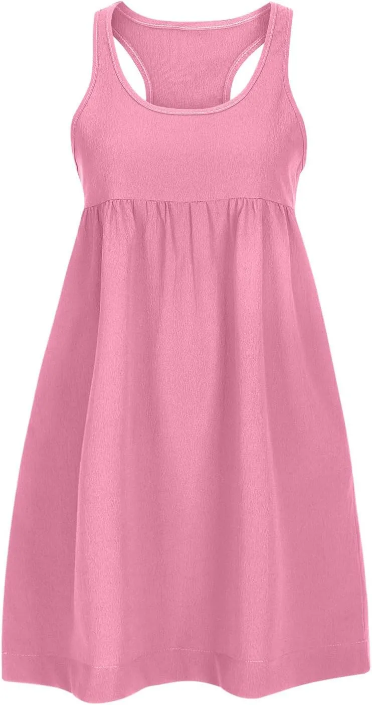 Hot Shot Mini Dress, Mini Dresses for Women Summer 2025, Sleeveless Tank Dress, Short Mini Sundress with Pockets