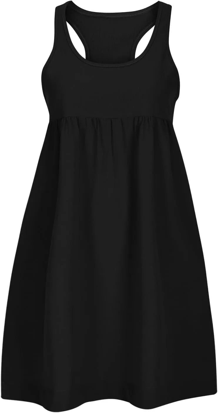 Hot Shot Mini Dress, Mini Dresses for Women Summer 2025, Sleeveless Tank Dress, Short Mini Sundress with Pockets
