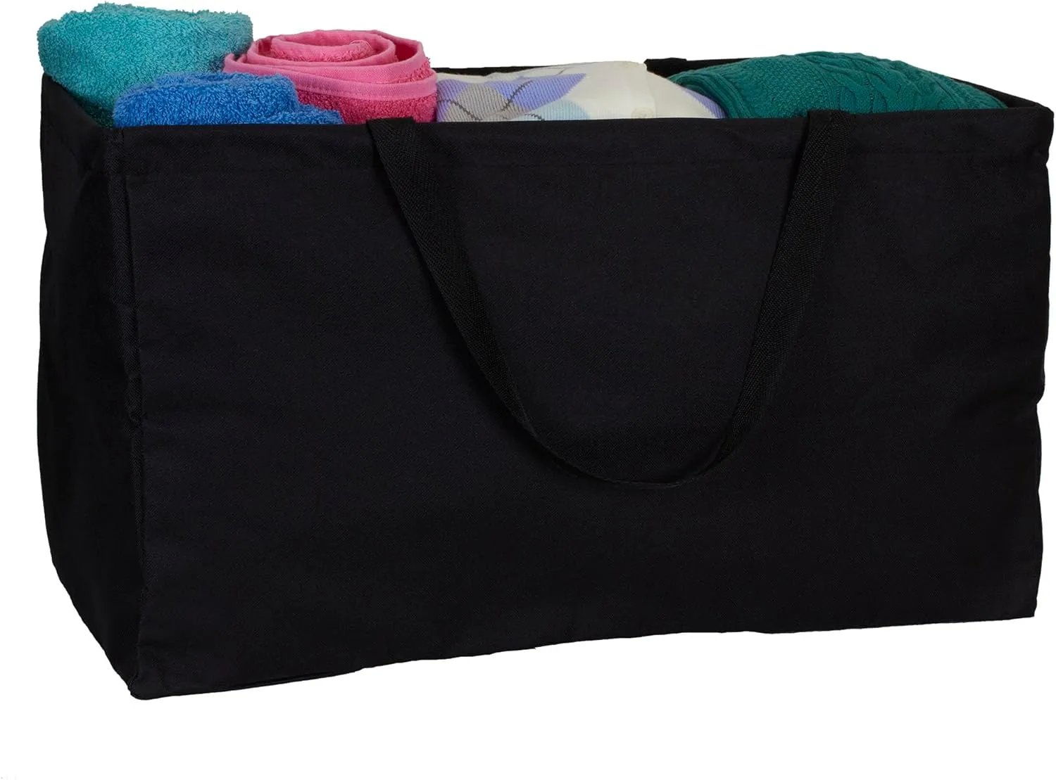 Household Essentials 2212-1 Krush Canvas Utility Tote | Reusable Grocery Shopping Bag | Laundry Carry Bag | Black