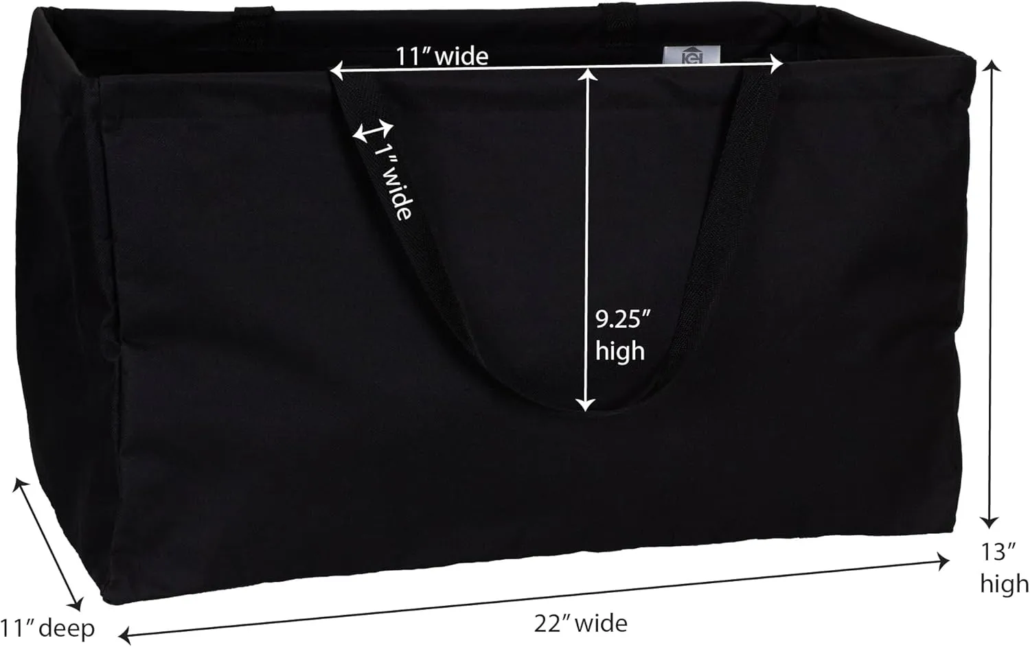 Household Essentials 2212-1 Krush Canvas Utility Tote | Reusable Grocery Shopping Bag | Laundry Carry Bag | Black