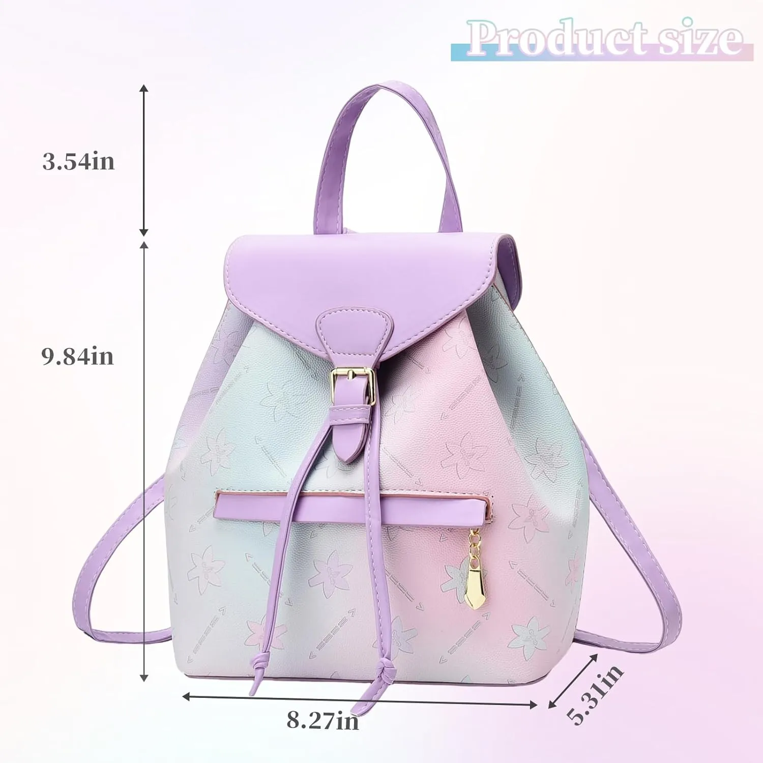 I IHAYNER Leather Drawstring Backpack for Women Stylish Color-Blocked Printed Design Durable Functional Backpack for Travel Beige