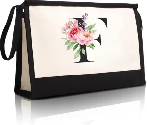 Initial Cloth Makeup Bag Monogrammed Cosmetic Bag Personalized Gifts for Women Mom Bride Bridesmaid Friend Daughter Sisters