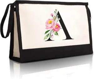 Initial Cloth Makeup Bag Monogrammed Cosmetic Bag Personalized Gifts for Women Mom Bride Bridesmaid Friend Daughter Sisters
