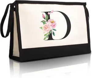 Initial Cloth Makeup Bag Monogrammed Cosmetic Bag Personalized Gifts for Women Mom Bride Bridesmaid Friend Daughter Sisters