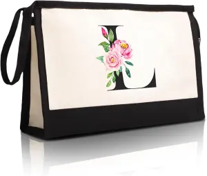 Initial Cloth Makeup Bag Monogrammed Cosmetic Bag Personalized Gifts for Women Mom Bride Bridesmaid Friend Daughter Sisters