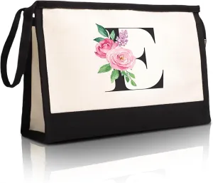 Initial Cloth Makeup Bag Monogrammed Cosmetic Bag Personalized Gifts for Women Mom Bride Bridesmaid Friend Daughter Sisters