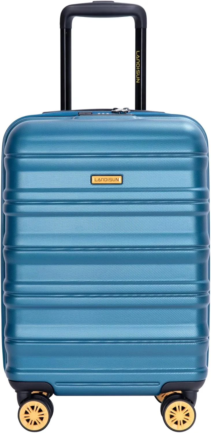 JCSD and Spacious Airline 18.5" Carry On Luggage Suitcase, Hard Shell with 360 Spinner Wheels, Blue