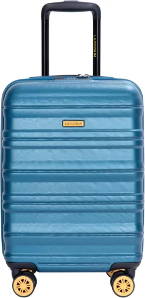 JCSD and Spacious Airline 18.5" Carry On Luggage Suitcase, Hard Shell with 360 Spinner Wheels, Blue