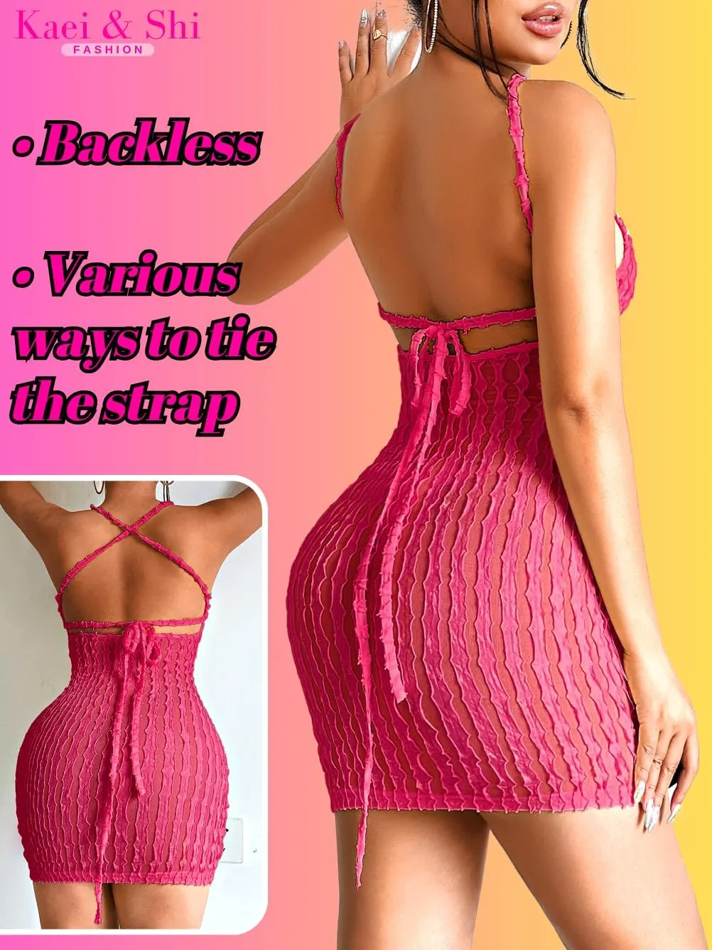 Kaei&Shi Swimsuit Cover Up 2024 for Women Sexy Sun Beach Pool Crochet Coverups Beachy Miami Vegas Summer Bodycon Sundresses