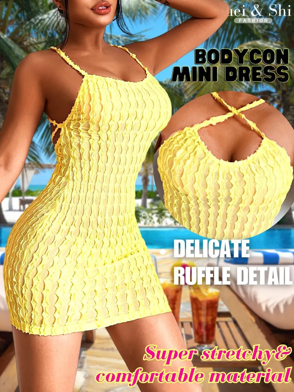 Kaei&Shi Swimsuit Cover Up 2024 for Women Sexy Sun Beach Pool Crochet Coverups Beachy Miami Vegas Summer Bodycon Sundresses