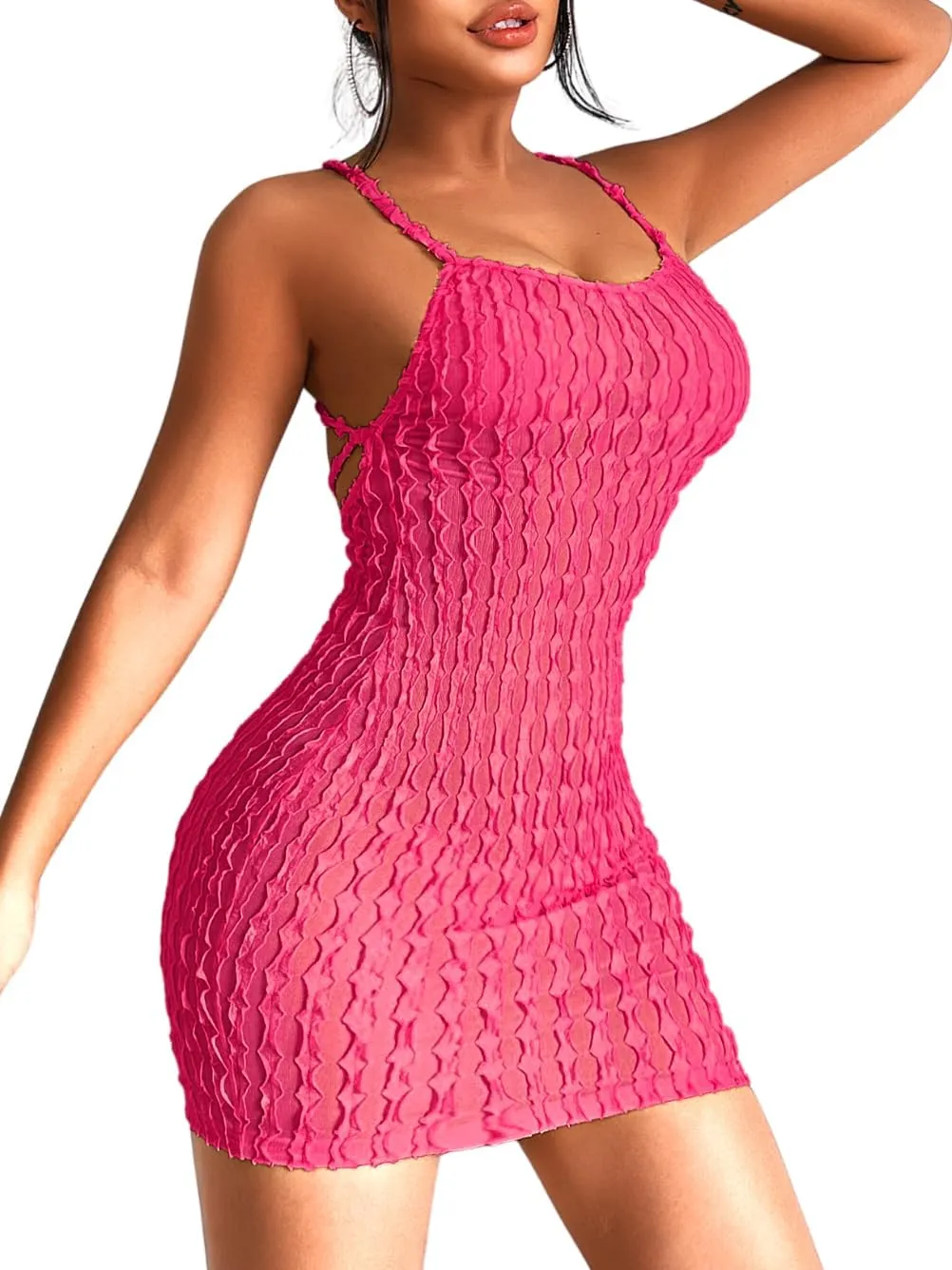 Kaei&Shi Swimsuit Cover Up 2024 for Women Sexy Sun Beach Pool Crochet Coverups Beachy Miami Vegas Summer Bodycon Sundresses