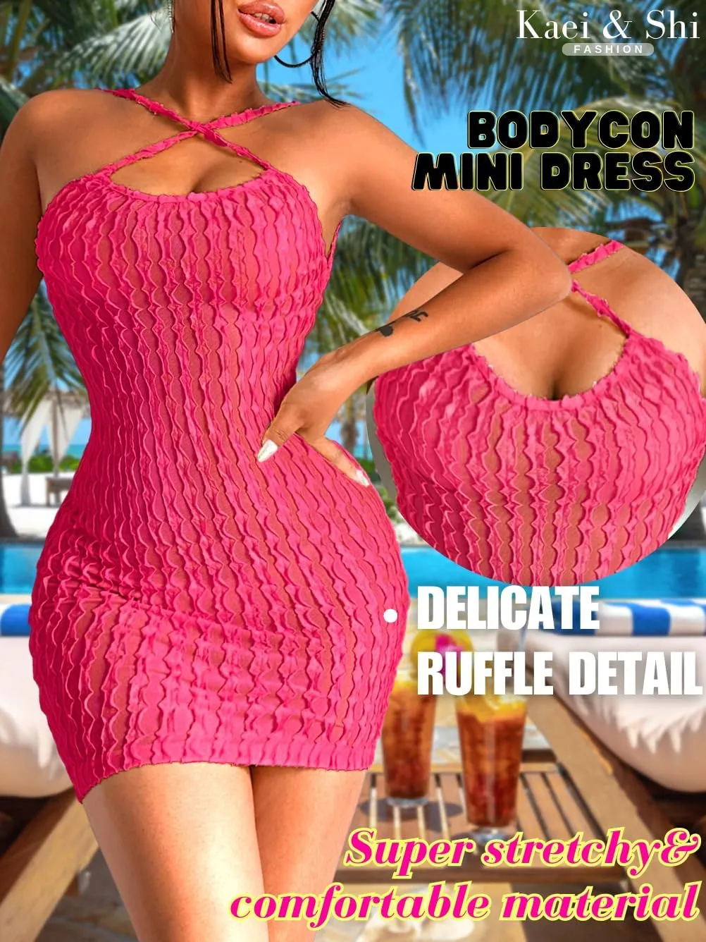 Kaei&Shi Swimsuit Cover Up 2024 for Women Sexy Sun Beach Pool Crochet Coverups Beachy Miami Vegas Summer Bodycon Sundresses