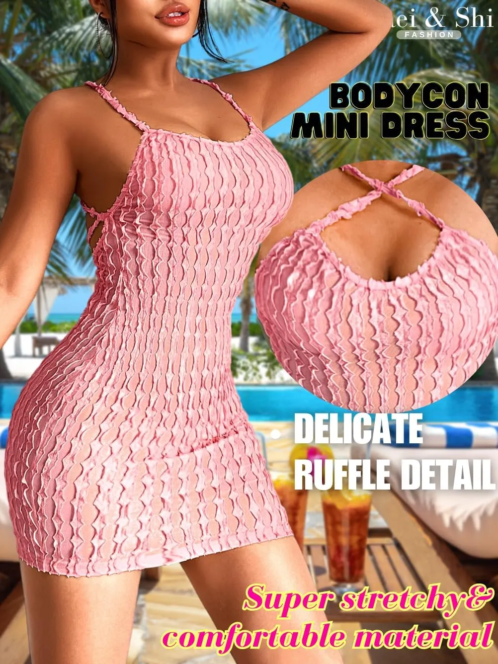 Kaei&Shi Swimsuit Cover Up 2024 for Women Sexy Sun Beach Pool Crochet Coverups Beachy Miami Vegas Summer Bodycon Sundresses