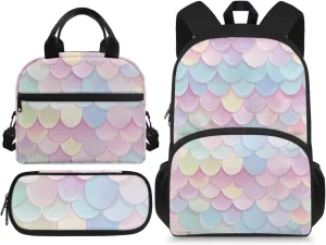 Kids Backpack Ages 5-8 3 in 1 Preschool Backpack For Boys Big Cute Fish Scales Bag For School & Travel, Child Bookbag Kindergarten Elementary Toddler