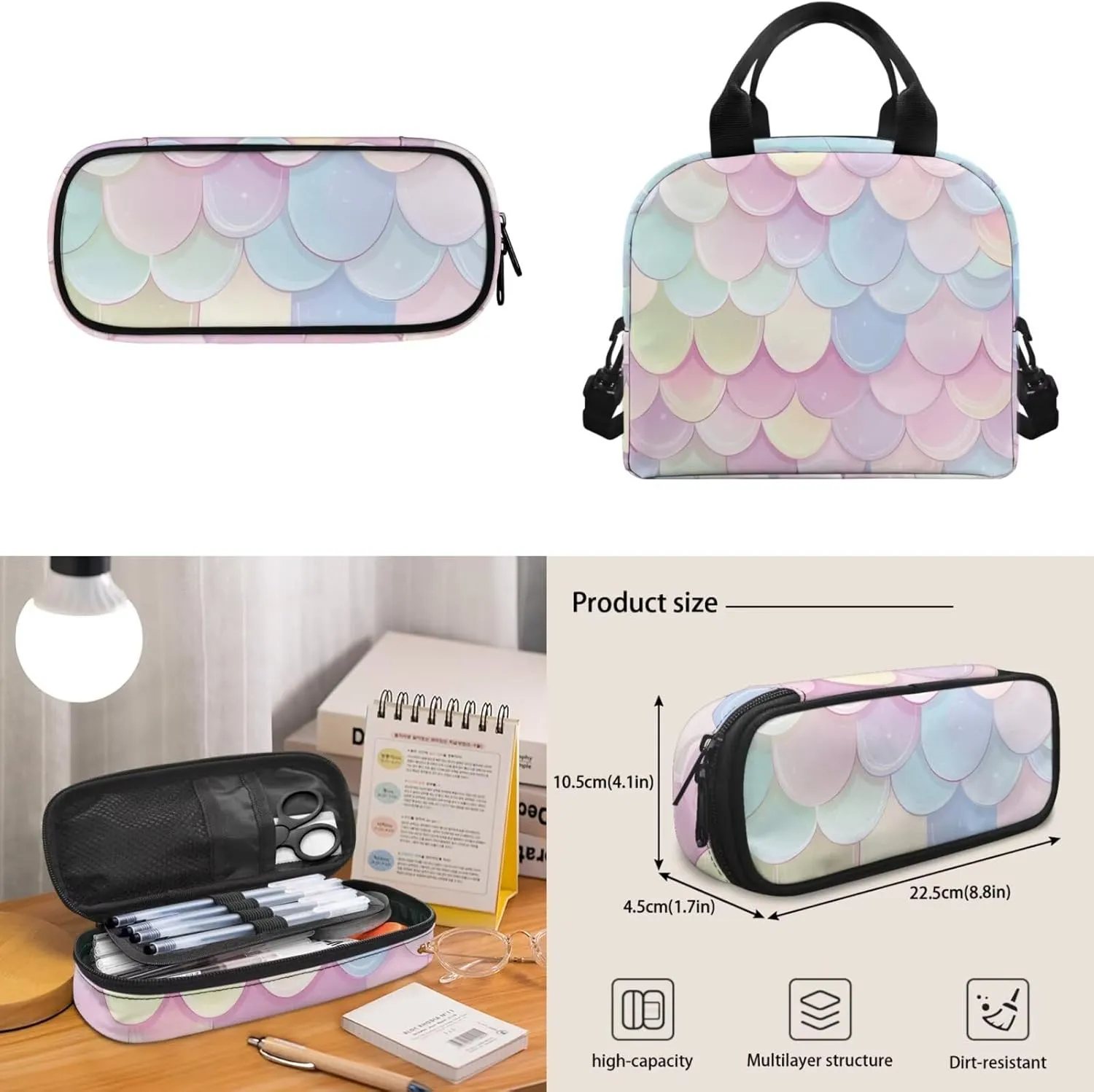Kids Backpack Ages 5-8 3 in 1 Preschool Backpack For Boys Big Cute Fish Scales Bag For School & Travel, Child Bookbag Kindergarten Elementary Toddler