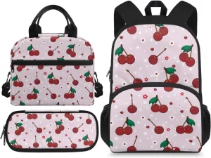 Kids Backpack Toddler Cherry Floret Backpack for School Study Travel for Boys Pre-K Kindergarten Elementary Lightweight Book Bag Big Bookbag Kids 15" tall for Daycare