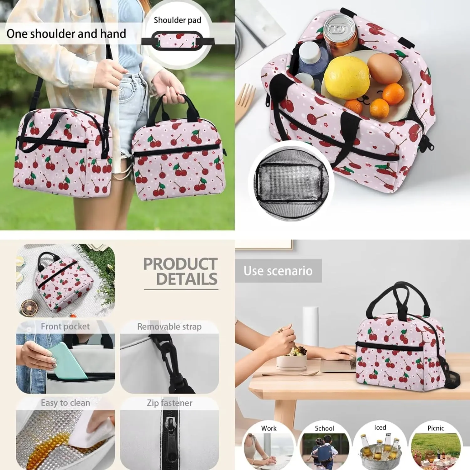 Kids Backpack Toddler Cherry Floret Backpack for School Study Travel for Boys Pre-K Kindergarten Elementary Lightweight Book Bag Big Bookbag Kids 15" tall for Daycare