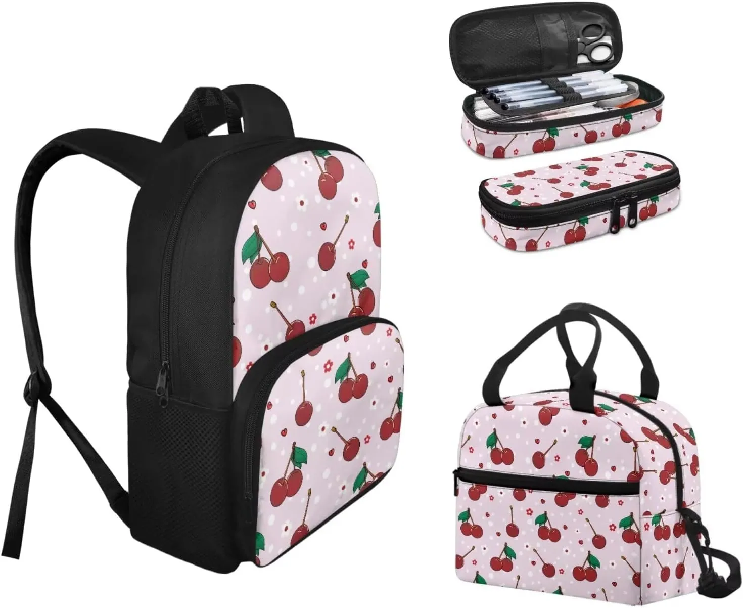 Kids Backpack Toddler Cherry Floret Backpack for School Study Travel for Boys Pre-K Kindergarten Elementary Lightweight Book Bag Big Bookbag Kids 15" tall for Daycare