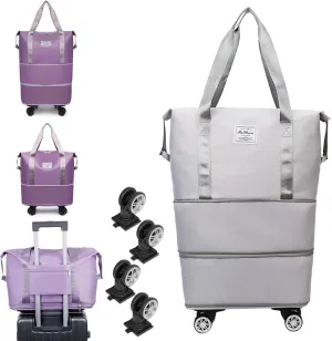 Kulken Travel Bag With Wheels, 2025 New Large Capacity Travel Bag - Universal Wheel Removable, 27L - 50L TravelBag (Gray)