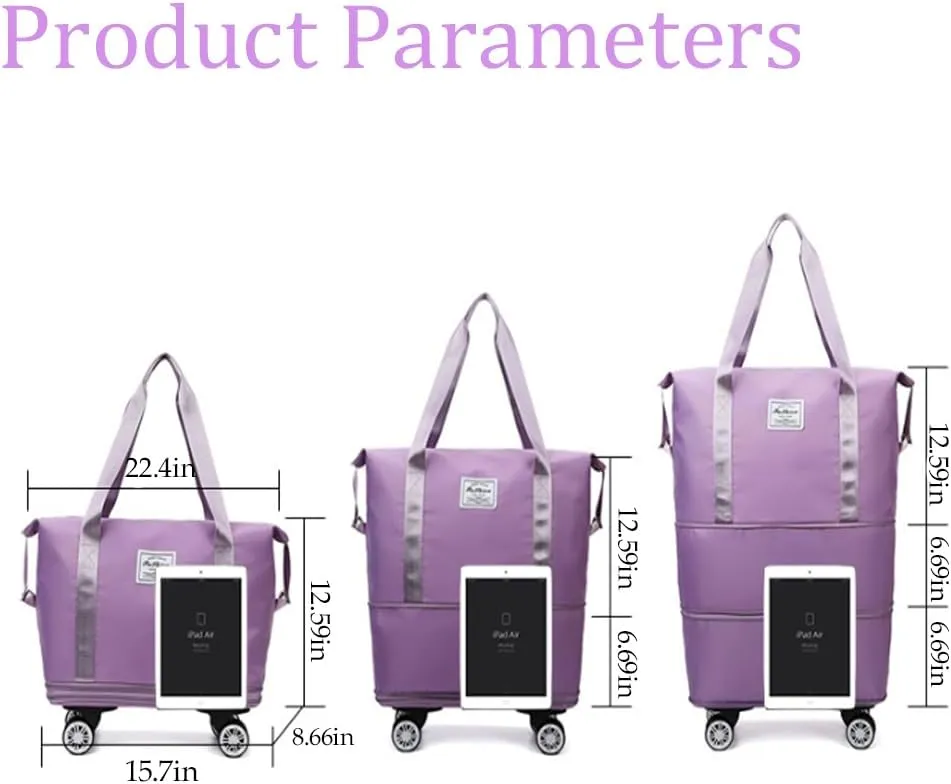 Kulken Travel Bag With Wheels, 2025 New Large Capacity Travel Bag - Universal Wheel Removable, 27L - 50L TravelBag (Pink)