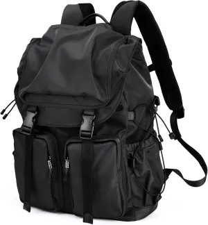 Laptop Backpack for Men, 35L Functional Stylish Vintage Backpack, Waterproof College Work Commuter Travel Backpack Fits 17.3 Inch Tablet, Notebook (Black)