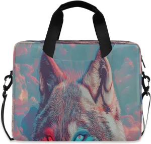 Laptop Bag for Women - Fits 16 inch with Laptop Compartment Carrying Messenger Sleeve with Strap Professional Fashion Travel Purse for Business Office Bag A Beautiful Wolf