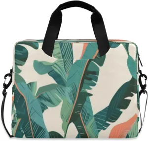 Laptop Bag for Women - Fits 16 inch with Laptop Compartment Carrying Messenger Sleeve with Strap Professional Fashion Travel Purse for Business Office Bag Banana Leaf