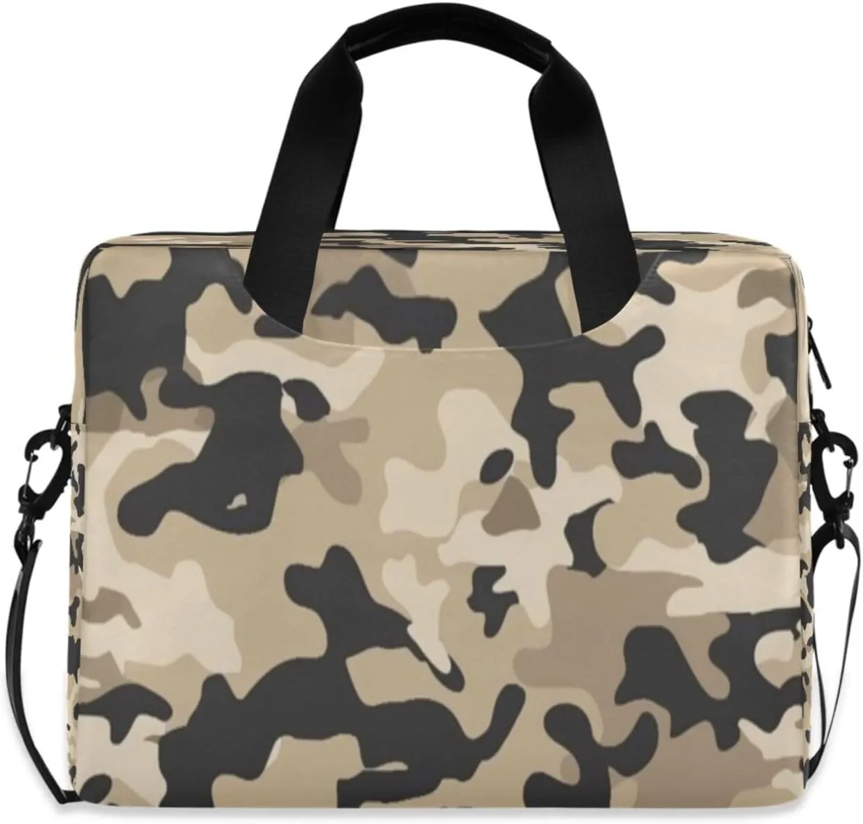 Laptop Bag for Women - Fits 16 inch with Laptop Compartment Carrying Messenger Sleeve with Strap Professional Fashion Travel Purse for Business Office Bag Black and Brown Camouflage
