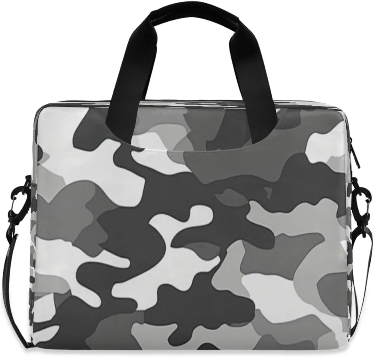Laptop Bag for Women - Fits 16 inch with Laptop Compartment Carrying Messenger Sleeve with Strap Professional Fashion Travel Purse for Business Office Bag Black and White Camouflage