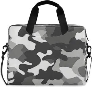 Laptop Bag for Women - Fits 16 inch with Laptop Compartment Carrying Messenger Sleeve with Strap Professional Fashion Travel Purse for Business Office Bag Black and White Camouflage