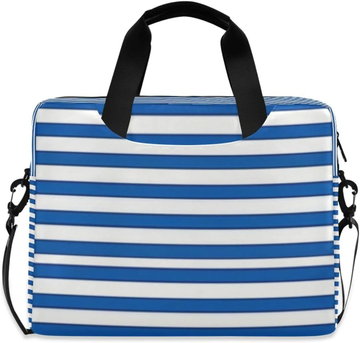 Laptop Bag for Women - Fits 16 inch with Laptop Compartment Carrying Messenger Sleeve with Strap Professional Fashion Travel Purse for Business Office Bag Blue Horizontal Stripe