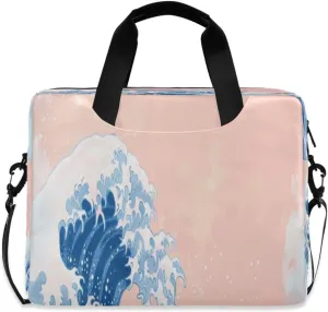Laptop Bag for Women - Fits 16 inch with Laptop Compartment Carrying Messenger Sleeve with Strap Professional Fashion Travel Purse for Business Office Bag Blue Wave