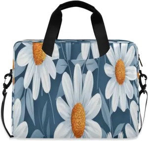 Laptop Bag for Women - Fits 16 inch with Laptop Compartment Carrying Messenger Sleeve with Strap Professional Fashion Travel Purse for Business Office Bag Blue-white
