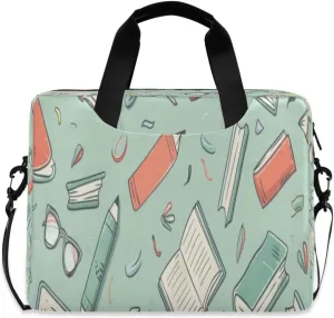 Laptop Bag for Women - Fits 16 inch with Laptop Compartment Carrying Messenger Sleeve with Strap Professional Fashion Travel Purse for Business Office Bag Cartoon Book Pencil