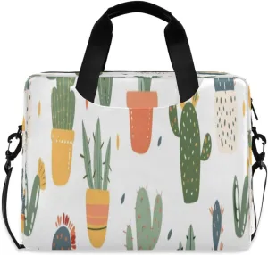 Laptop Bag for Women - Fits 16 inch with Laptop Compartment Carrying Messenger Sleeve with Strap Professional Fashion Travel Purse for Business Office Bag Cartoon Cactus