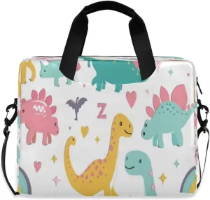 Laptop Bag for Women - Fits 16 inch with Laptop Compartment Carrying Messenger Sleeve with Strap Professional Fashion Travel Purse for Business Office Bag Cartoon Cute Dinosaur