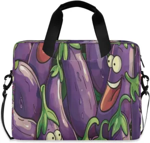 Laptop Bag for Women - Fits 16 inch with Laptop Compartment Carrying Messenger Sleeve with Strap Professional Fashion Travel Purse for Business Office Bag Cartoon Eggplant