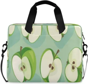 Laptop Bag for Women - Fits 16 inch with Laptop Compartment Carrying Messenger Sleeve with Strap Professional Fashion Travel Purse for Business Office Bag Cartoon Green Apple
