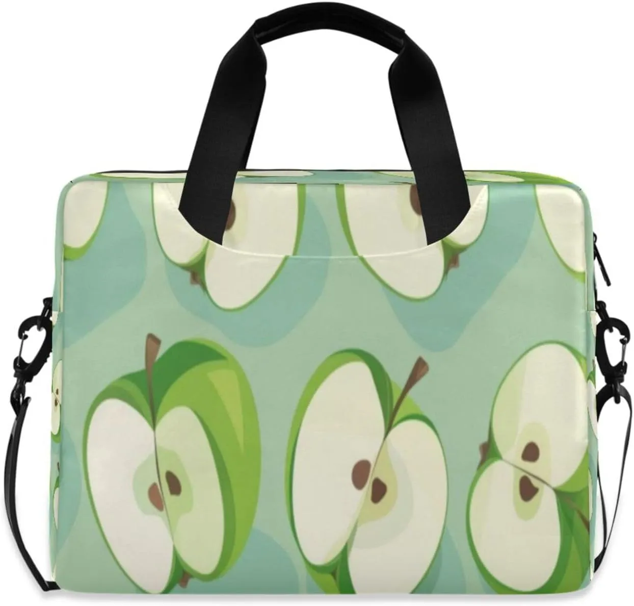 Laptop Bag for Women - Fits 16 inch with Laptop Compartment Carrying Messenger Sleeve with Strap Professional Fashion Travel Purse for Business Office Bag Cartoon Green Apple