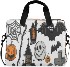 Laptop Bag for Women - Fits 16 inch with Laptop Compartment Carrying Messenger Sleeve with Strap Professional Fashion Travel Purse for Business Office Bag Cartoon Halloween Theme Style