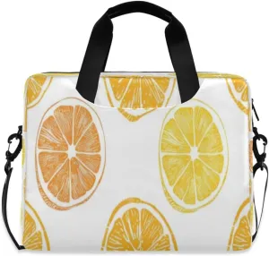 Laptop Bag for Women - Fits 16 inch with Laptop Compartment Carrying Messenger Sleeve with Strap Professional Fashion Travel Purse for Business Office Bag Cartoon Lemon Slices