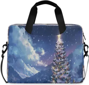 Laptop Bag for Women - Fits 16 inch with Laptop Compartment Carrying Messenger Sleeve with Strap Professional Fashion Travel Purse for Business Office Bag Christmas Night Scene