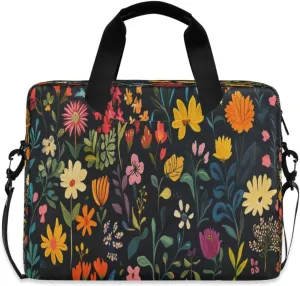 Laptop Bag for Women - Fits 16 inch with Laptop Compartment Carrying Messenger Sleeve with Strap Professional Fashion Travel Purse for Business Office Bag Colorful Flowers and Plants