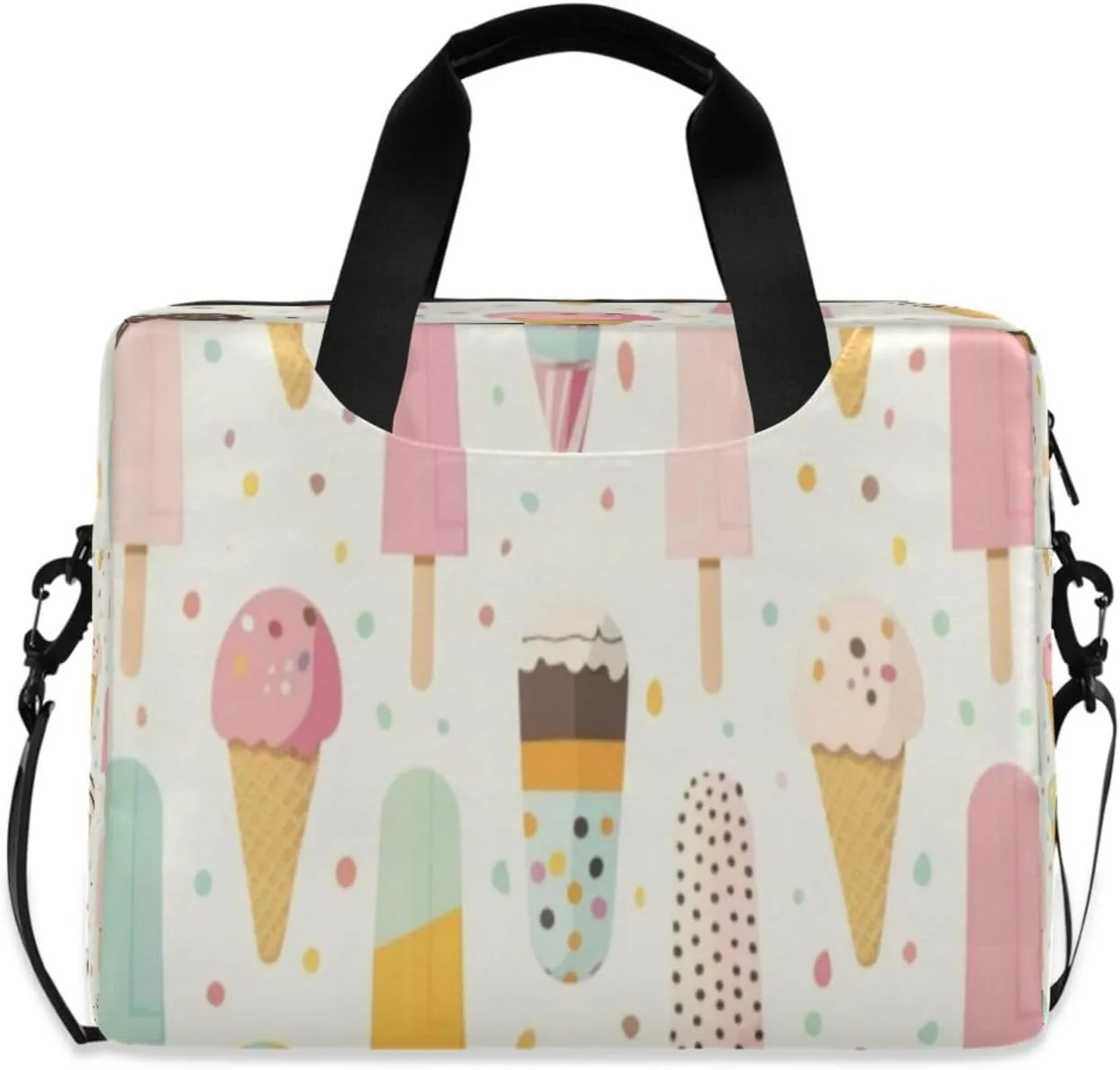 Laptop Bag for Women - Fits 16 inch with Laptop Compartment Carrying Messenger Sleeve with Strap Professional Fashion Travel Purse for Business Office Bag Colorful Ice Cream