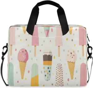 Laptop Bag for Women - Fits 16 inch with Laptop Compartment Carrying Messenger Sleeve with Strap Professional Fashion Travel Purse for Business Office Bag Colorful Ice Cream