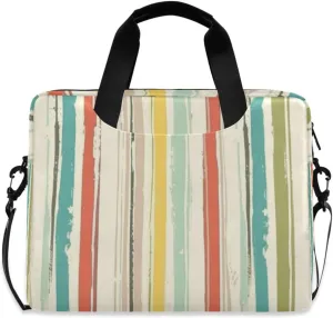 Laptop Bag for Women - Fits 16 inch with Laptop Compartment Carrying Messenger Sleeve with Strap Professional Fashion Travel Purse for Business Office Bag Colorful Stripes
