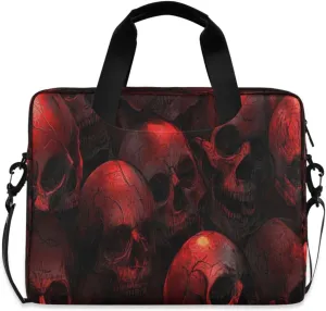 Laptop Bag for Women - Fits 16 inch with Laptop Compartment Carrying Messenger Sleeve with Strap Professional Fashion Travel Purse for Business Office Bag Dark Red Skull