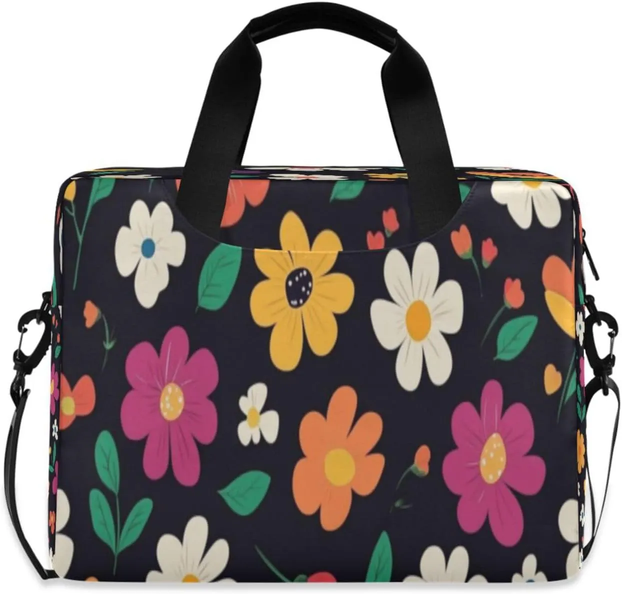 Laptop Bag for Women - Fits 16 inch with Laptop Compartment Carrying Messenger Sleeve with Strap Professional Fashion Travel Purse for Business Office Bag Flower Oil Painting